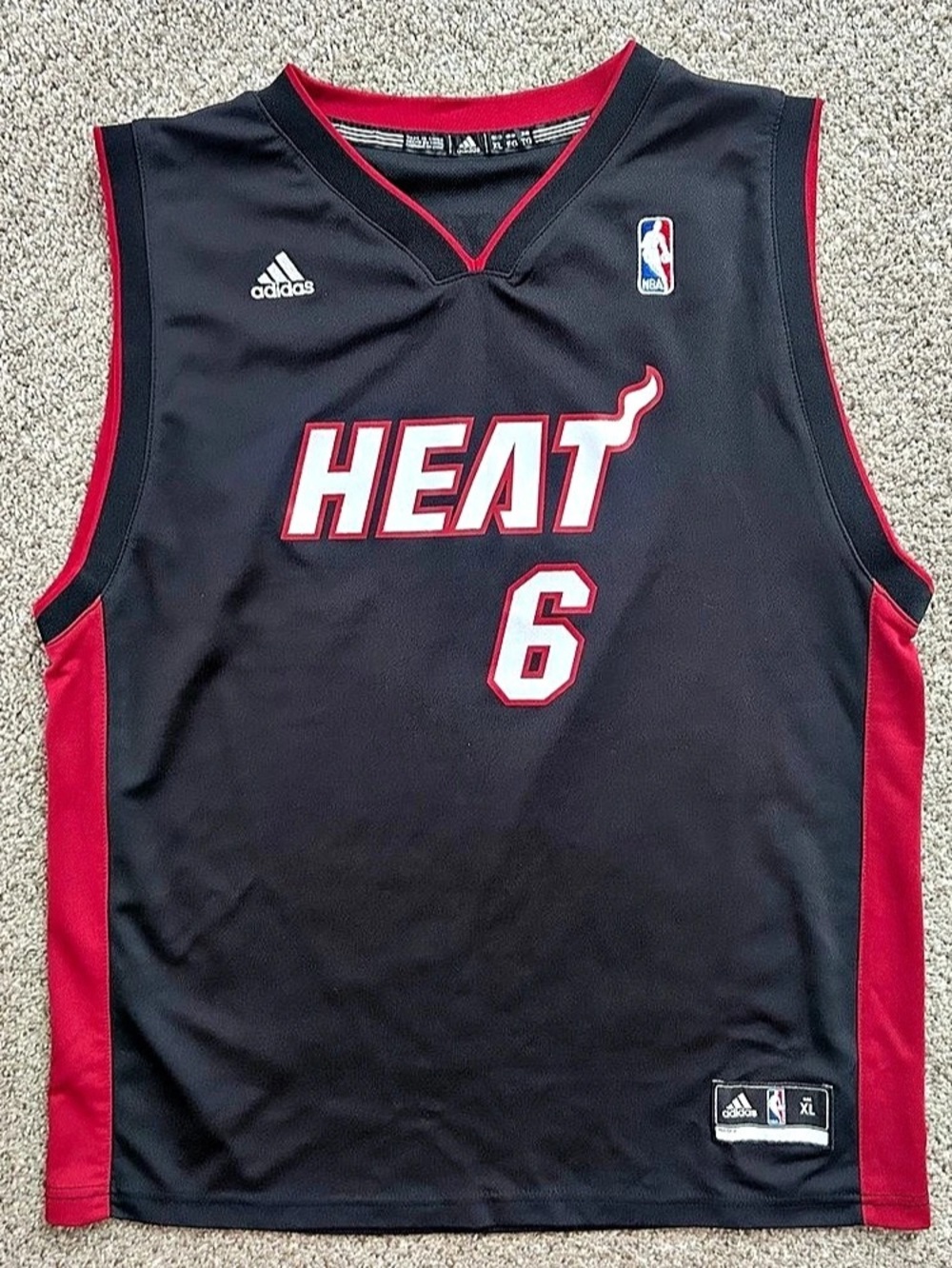 Vintage Kid's Adidas NBA Miami Heat Lebron James 6 Jersey Extra Large Basketball